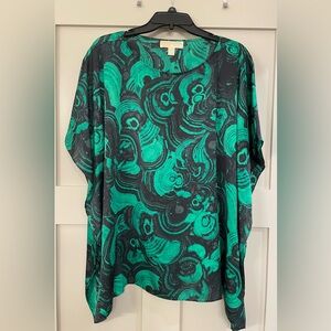 Michael Kors size L/XL Ladies Emerald Green Malachite Patterned Kaftan Blouse